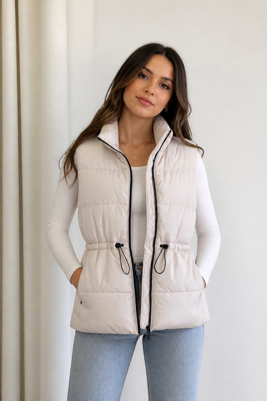 Calvin Klein Jeans Cream Puffer Vest XS